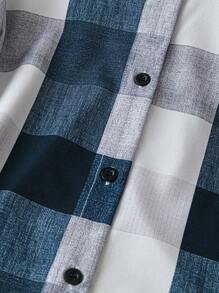SHEIN X JIMENA & MATEO SHEIN LUNE Plaid Print Collared Button-Front Casual Long Sleeve Shirt Fall Cloth For Women