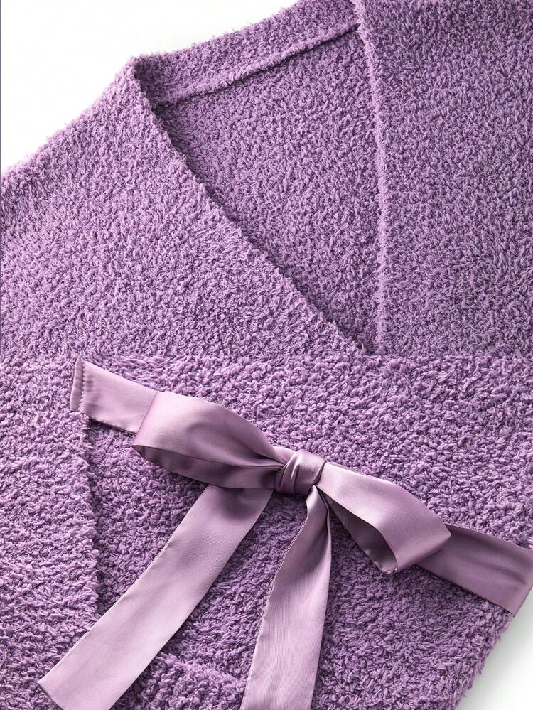 Winter Fuzzy Fleece Wrap Top & Pants Pajama Set