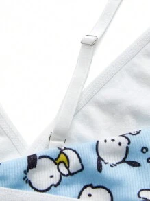 HELLO KITTY AND FRIENDS | SHEIN Tween Girl Cartoon & Letter Print Contrast Binding Comfortable Wireless Bra