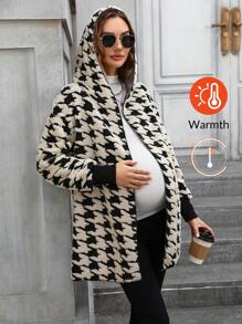 SHEIN 女士保暖毛绒夹克羊毛大衣、孕妇外套和夹克、翻领泰迪衬里绒面大衣、冬季 - 棕色 - 查看 6