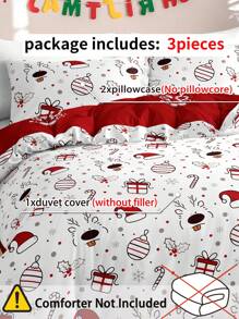3pcs/Set Christmas Reindeer Christmas Tree Print Duvet Cover Set(1 Duvet Cover & 2 Pillowcase)Soft And Skin-Friendly Duvet Cover Bedding Set For Home, All Season Bed Sheets Set Christmas Gift - Multicolor - View 5