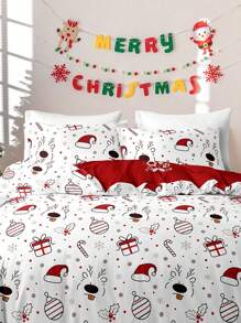 3pcs/Set Christmas Reindeer Christmas Tree Print Duvet Cover Set(1 Duvet Cover & 2 Pillowcase)Soft And Skin-Friendly Duvet Cover Bedding Set For Home, All Season Bed Sheets Set Christmas Gift - Multicolor - View 7