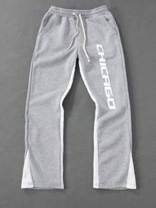 Manfinity Campus Court 男士街头风格运动裤，采用 INS 风格高街字母印花设计，非常适合波士顿周末度假、音乐节和夏威夷海滩度假，以及日常休闲穿着