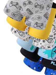 Tween Boy's 6pcs Letter Printed Casual Boxer Shorts For Gaming - Multicolor - View 3