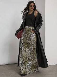 COSMINA Falda larga de línea A con diseño de bolsillo impreso estilo bohemio para mujeres - Multicolor - Ver 1