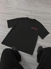 Manfinity Homme Camiseta de manga corta informal con gráfico de puesta de sol romántica de Tokio para hombres, para amigos