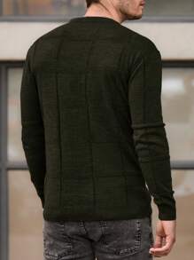 SHEIN Cottnline Men Patch Detailed Round Neck Regular Sweater - Dark Green - View 2