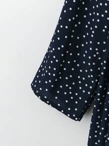 Rusticease Damen Große Größen Kleid mit Knopfleiste vorne, Langarm, Landhaus-Lässig, Polka Punkte, Winterkleidung für Frauen - Blau-Weiß - Übersicht 3