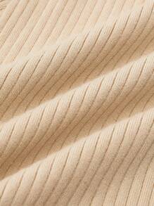 SHEIN Maternity Solid Color Button Rib Knit Casual Pants