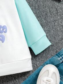 Baby/Kleinkind Mädchen Orange Splicing Süßes Blumen Lässiger Pullover Sweatshirt für Schule, Herbst/Winter