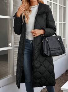 EMERY ROSE Women Solid Color Zip Pocket Casual Long Sleeve Jacket,Down& Feathers Winter