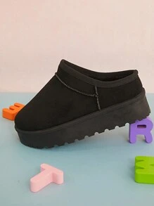 Mini mi 畅销儿童冬季时尚黑色厚底拖鞋-舒适穆勒厚底木屐，舒适 - 黑色 - 查看 4