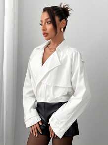 SHEIN SXY Casual Sexy Short Trench Coat For Women, Autumn/Winter