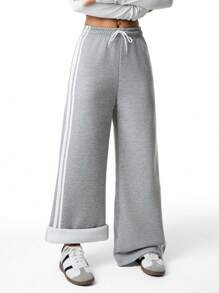 3pcs/Set Teens/Teen Girl Casual Fashion White Webbing Sports Sweatpants, Multi-Colored Sweatpants Matching Set