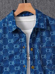 Tween Boys All-Over Print Fuzzy Lining Warm Jacket, Casual For Outdoor, School & Autumn/Winter - Blue - View 3