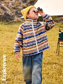 SHEIN Chaqueta casual de manga larga con cremallera y estampado all-over para niño pequeño