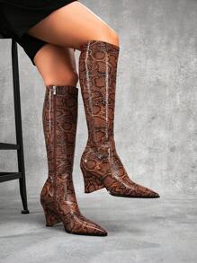 CUCCOO SZL Botas altas clásicas de tacón alto y puntiagudas para mujer, elegantes, estables y cómodas