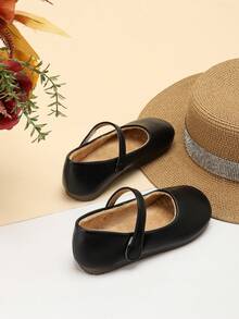 1 Đôi giày bệt màu đen cổ điển cho bé gái có lót giữ nhiệt, ấm áp và thích hợp để mang hằng ngày, mùa thu/đông - màu đen - Xem 2