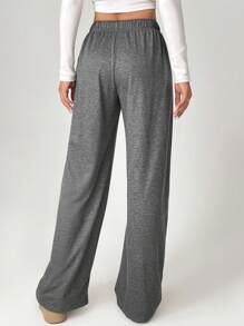 SHEIN Tall Women's Drawstring Straight Leg Sweatpants - Dark Grey - View 2