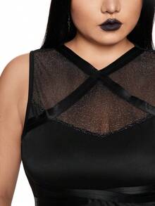 ROMWE Goth Tuta in rete sexy da donna taglia curvy per Ognissanti