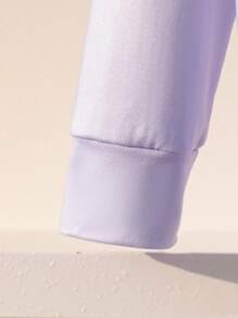 2pcs/Set Young Girl Cute Fun Yellow Long Sleeve Top & Long Pants With 3D Rabbit Ears Homewear Sets, Comfortable Stretchy - Purple - View 8