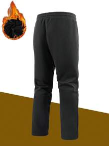 Manfinity Hypemode Men's Thermal Lined Black Sweatpants, Warm For Autumn & Winter