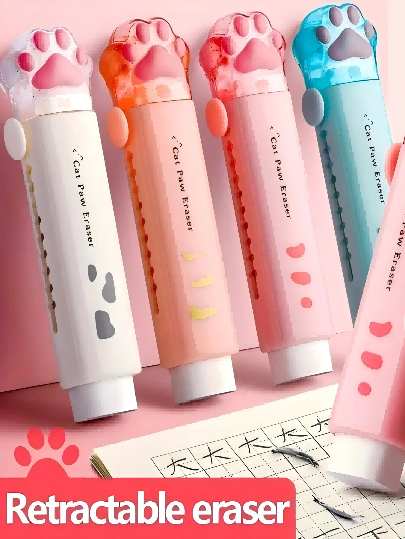 PushPull Cat Paw Cute Eraser Girl Pencil Eraser Student Rubber Cartoon