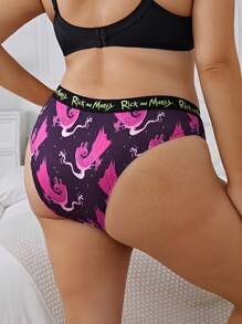 Rick and Morty X SHEIN 2pcs/Pack Comfortable Plus Size Women Underwear - Multicolor - View 2