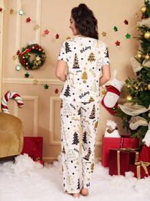 Ensemble de pyjama pour femme imprimé sapin de Noël - Multicolore - Voir 2