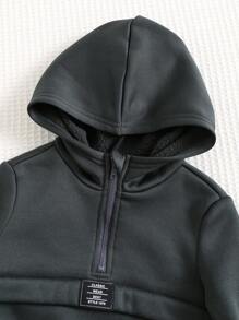 Cozy Pixies 4pcs Baby Boy Jacquard Collar Long Sleeve Pullover Hoodie & Drawstring Pants Set