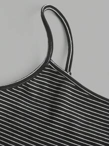 SHEIN EZwear 女式多色针织短款背心 - 黑與白 - 查看 7