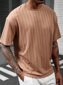 Manfinity Homme Men's T-Shirt With 3D Wheat Ear Jacquard Textural Fabric