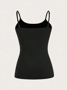 SHEIN EZwear 女士休闲优雅多件装加垫吊带背心，夏季 - 黑色 - 查看 3