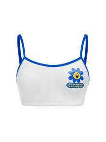 Mr Men Little Miss X SHEIN 2pcs Tween Girl Cartoon & Letter Print Contrast Binding Camisole Lingerie Set