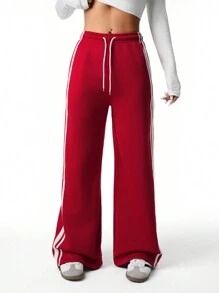 3pcs/Set Teens/Teen Girl Casual Fashion White Webbing Sports Sweatpants, Multi-Colored Sweatpants Matching Set