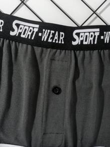 3pcs Solid Color Men's Pants With Letter Woven Waistband - Multicolor - View 7