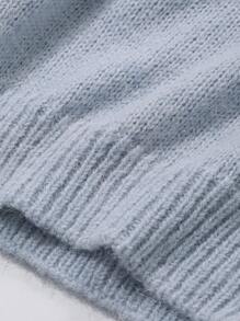 Dazy-Less Women's Plain V-Neck Knitted Sweater, Casual For Autumn/Winter,Fall Women Clothes - Blue - View 12