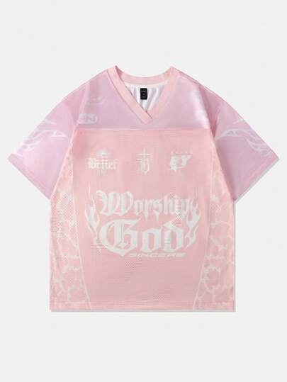 Street Life Men's Leopard Print Street Basketball Football Jersey Style T-Shirt , Short Sleeve Sports Tee With Mesh Fabric, Summer, 2000s Style