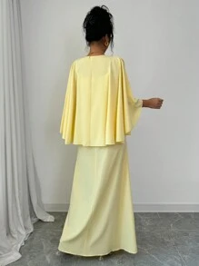 Chiquease 黄色大廓形蝙蝠褶连衣裙 - 黃色 - 查看 4