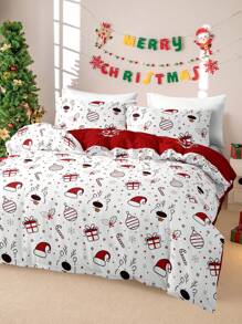 3pcs/Set Christmas Reindeer Christmas Tree Print Duvet Cover Set(1 Duvet Cover & 2 Pillowcase)Soft And Skin-Friendly Duvet Cover Bedding Set For Home, All Season Bed Sheets Set Christmas Gift - Multicolor - View 2