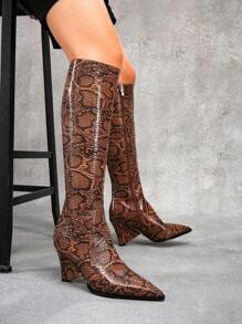 CUCCOO SZL Botas altas clásicas de tacón alto y puntiagudas para mujer, elegantes, estables y cómodas