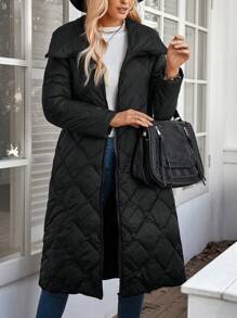 EMERY ROSE Women Solid Color Zip Pocket Casual Long Sleeve Jacket,Down& Feathers Winter