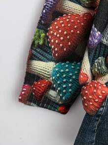 SHEIN LUNE Women's 3D Mushroom Print Crew Neck Pullover Sweater Knit Pullover Fall Winter Outfit