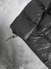 RueChic Men Zip-Up Regular Hoodie Padded Coat - Dark Grey - View 4