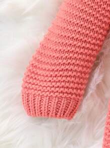 Cardigan con cappuccio in maglia grossa per bambina, aperto davanti facile da indossare, maglione tuta con texture a torsione 3D, adatto per autunno/inverno
