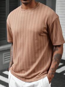 Manfinity Homme Men's T-Shirt With 3D Wheat Ear Jacquard Textural Fabric