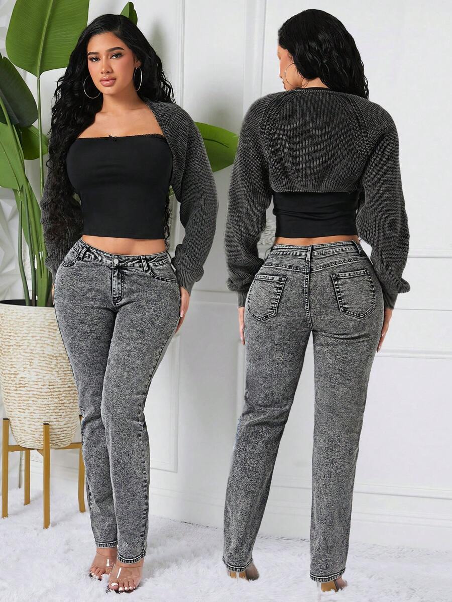 SHEIN SXY Quần Jeans Jeans Jeans Jeans Skinny Jeans ... - Màu Xám nhạt - Xem 1
