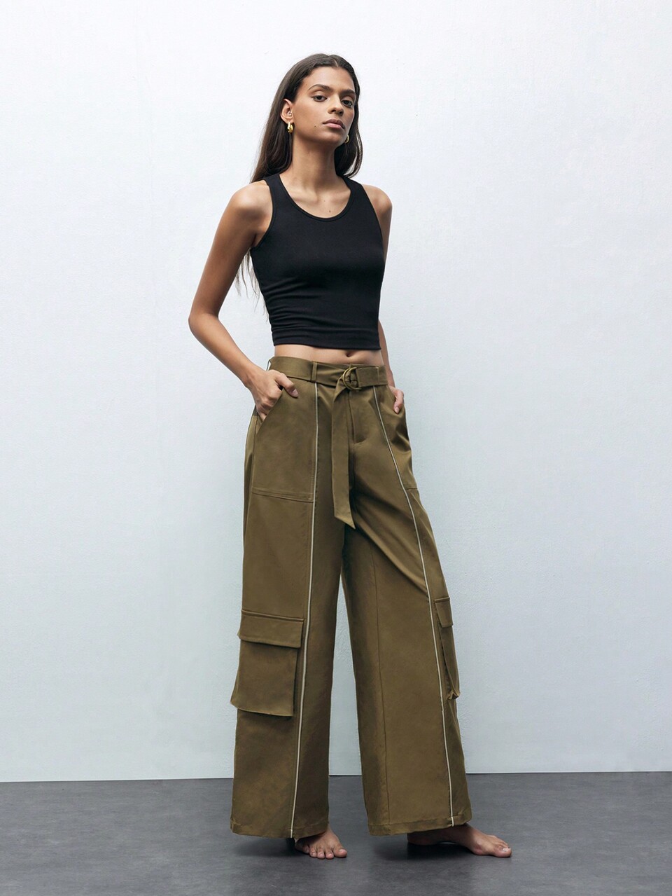 SHEIN Maija Women's Loose Fit Wide Leg Casual Pants With Pockets