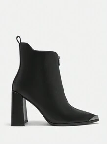 CUCCOO SZL Women's Pointed Toe Chunky High Heel Ankle Boots & Short Boots, Suitable For Christmas, New Year Party, Date Night, Casual Wear In Spring For Christmas And New Year Holiday Vibe Fall And Winter Valentines - Black - View 2