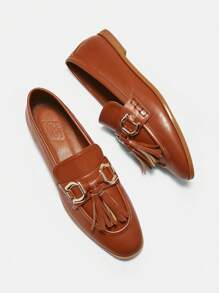 CUCCOO BIZCHIC Sepatu Loafer Rumbai Datar Wanita - Coklat - View 9